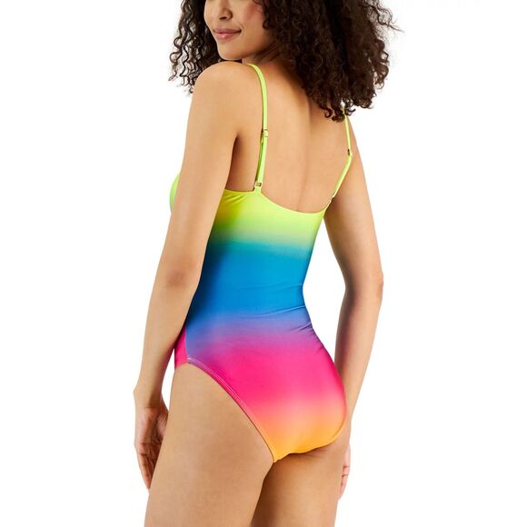 NWT La Blanca Womens Setting Sun Tank One-Piece Swimsuit in Multi Rainbow Size 8 - Picture 3 of 13
